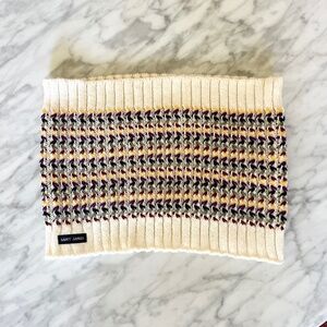 Saint James Knit Neck Warmer Snood Geometric Stripe Wool Blend